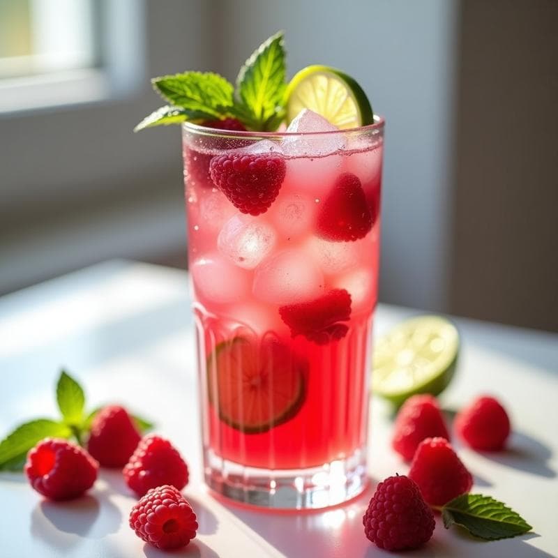 Mojito de Frambuesa y Menta con Stevia: Cóctel Sin Azúcar y Bajo en Calorías