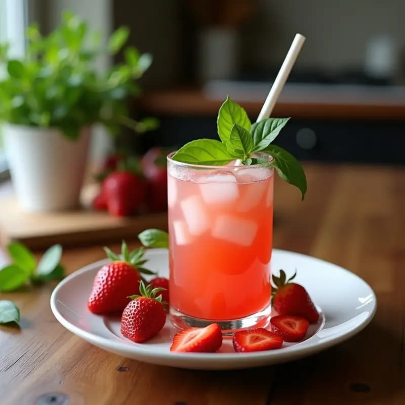 Mojito de Fresa y Albahaca con Agua de Coco: Bebida Cubana Sin Alcohol y Detox