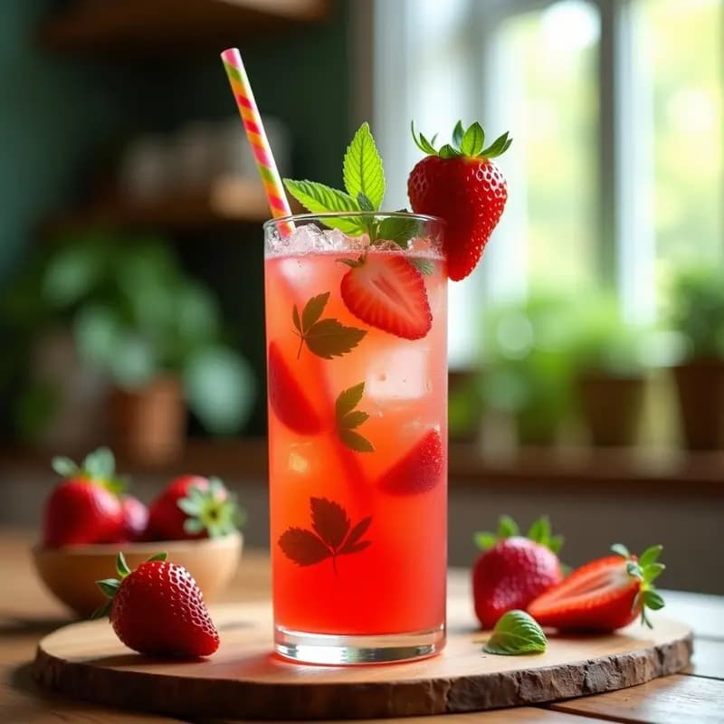 Mojito de Fresas con Hierbabuena: Bebida Veraniega Sin Alcohol para Niños