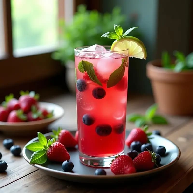 Mojito de Frutos Rojos y Albahaca: Bebida Cubana Refrescante y Sin Azúcar