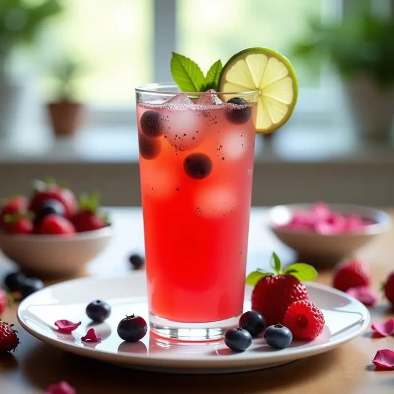 Moji de Frutos Rojos y Menta: Bebida Iraní Refrescante Sin Azúcar con Toque Ácido