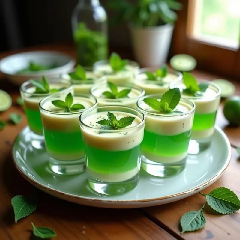 Mojito en Gelatina con Capas de Lima, Hierbabuena y Ron: Postre Cubano Sin Horno
