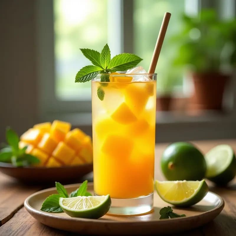 Mojito de Mango y Lima con Hojas de Hierbabuena: Cóctel Cubano Tropical Sin Azúcar