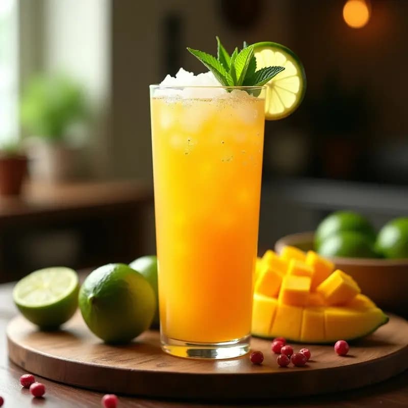 Mojito de Mango y Lima con Hojas de Mentol: Bebida Cubana Refreshante Sin Alcohol