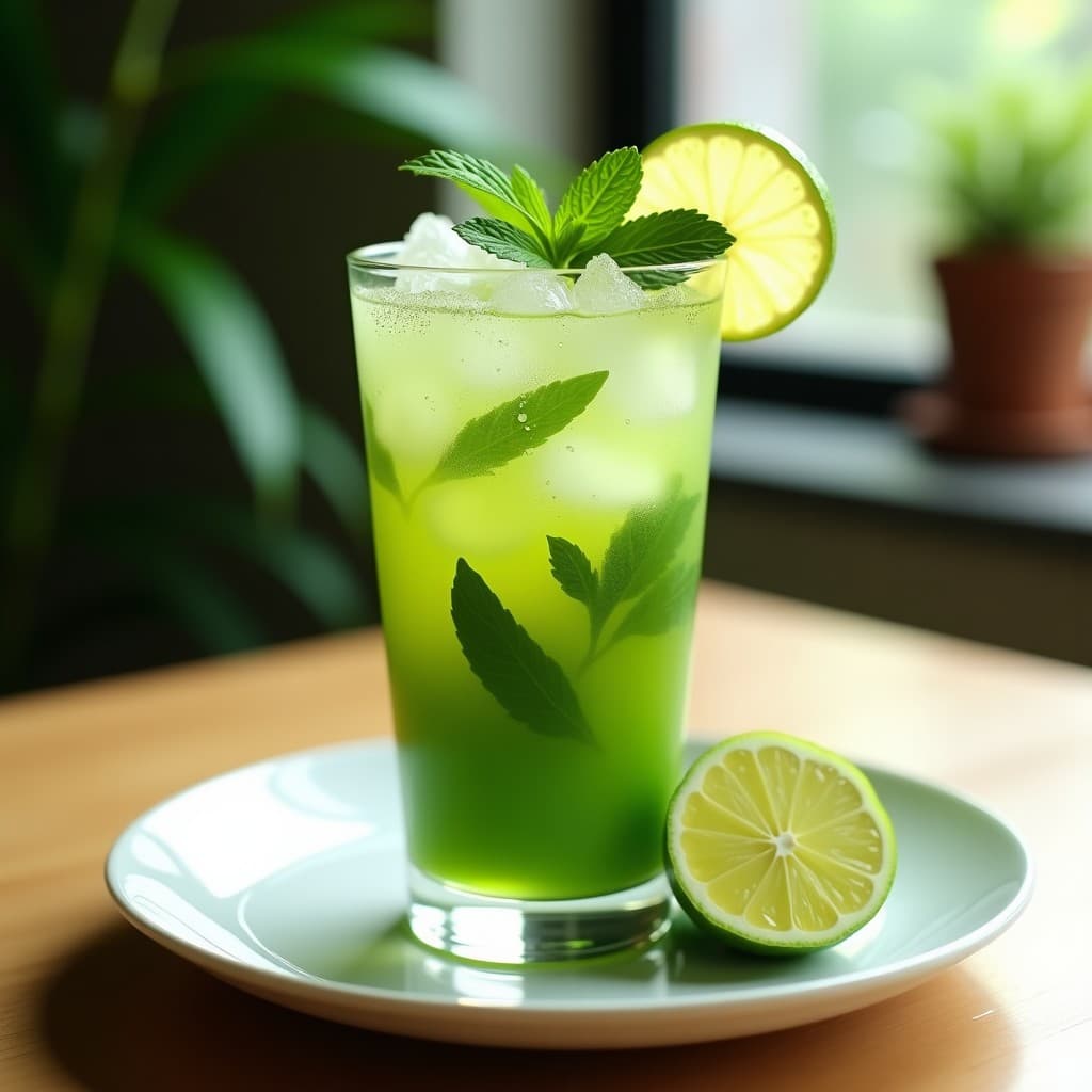 Mojito de Matcha con Limón Verde y Soda: Bebida Energizante y Detox Sin Alcohol