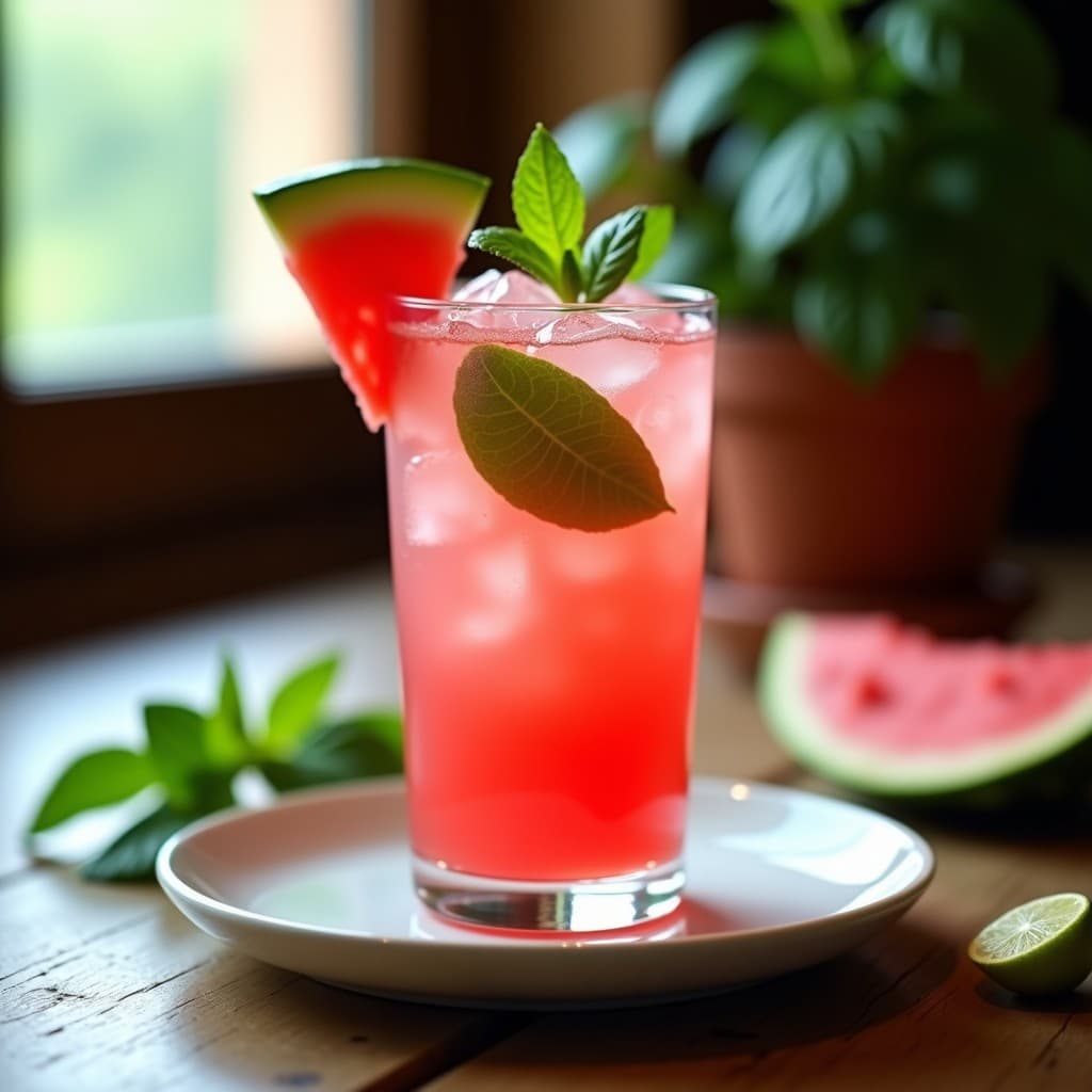 Mojito de Sandía y Albahaca: Bebida Detox Sin Azúcar con Toque de Lima Kaffir