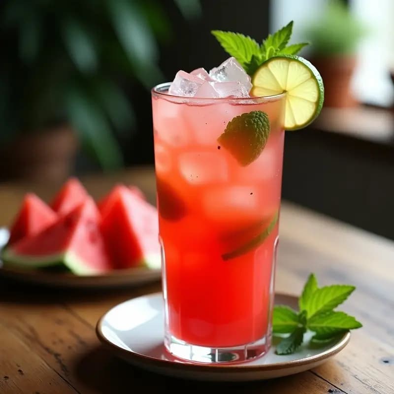 Mojito de Sandía y Menta: Bebida Cubana Refreshing Sin Alcohol y Sin Azúcar