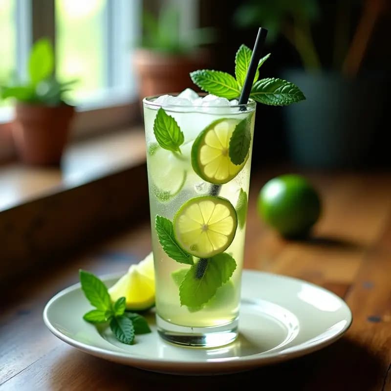 Mojito Sin Alcohol con Lima, Menta y Soda: Bebida Cubana Refrescante y Baja en Calorías