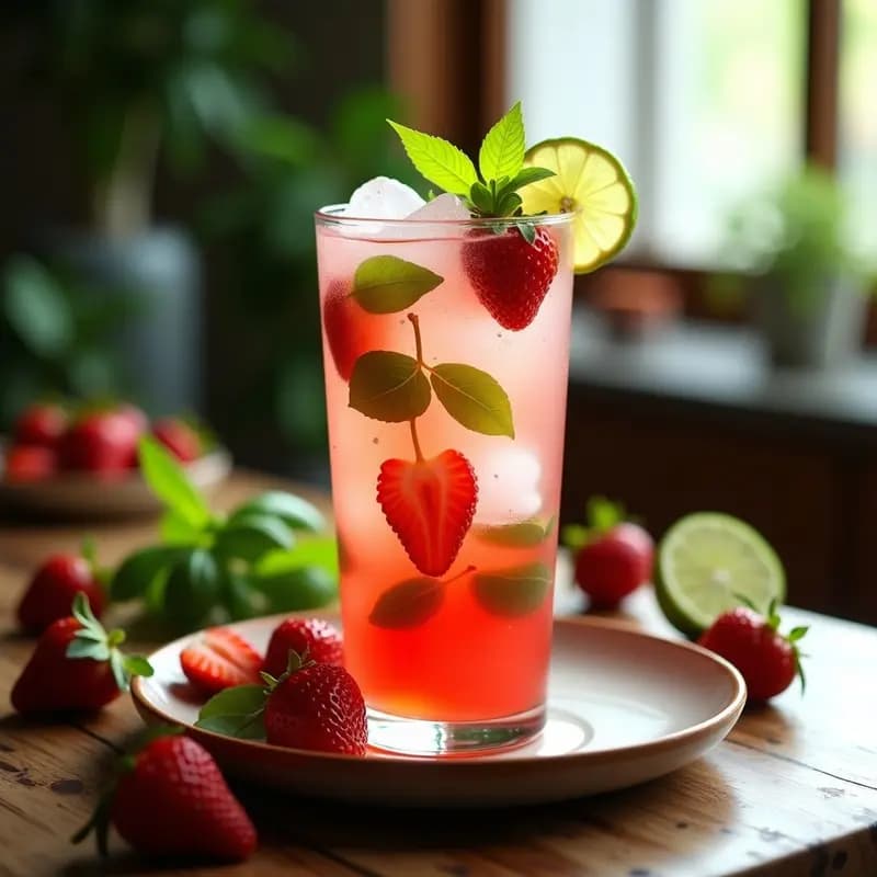 Mojitos de Fresa y Albahaca: Bebida Cubana Refrescante Sin Alcohol y Sin Azúcar