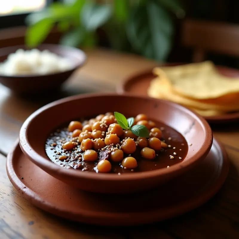 Mole Poblano con Garbanzos y Chocolate: Receta Mexicana Vegana y Rápida en Olla Express