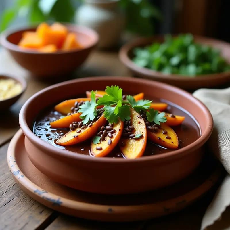 Mole Pregnante de Plátano Macho: Receta Mexicana Vegana con Chocolate y Especias