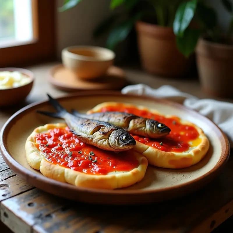 Mollete con Manteca Colorá y Sarda: Desayuno de Fisherman de Málaga