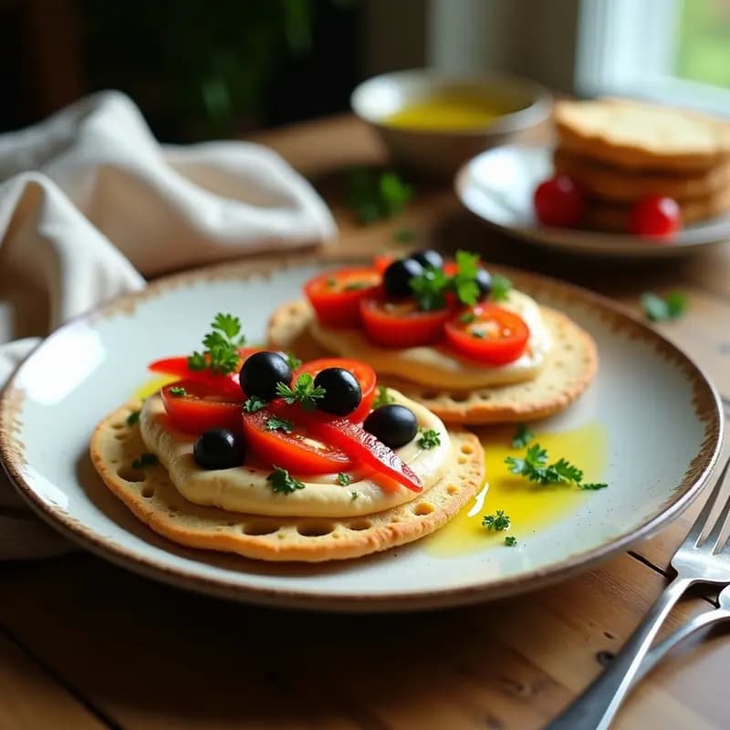 Molletes de Hummus y Pimientos Asados: Desayuno Andaluz Vegano y Sin Gluten