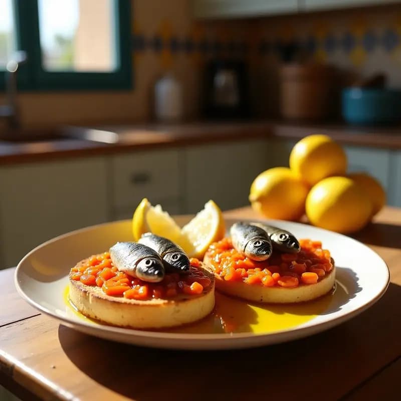Molletes con Manteca Colorá y Sardinas: Desayuno de pescador de Cádiz