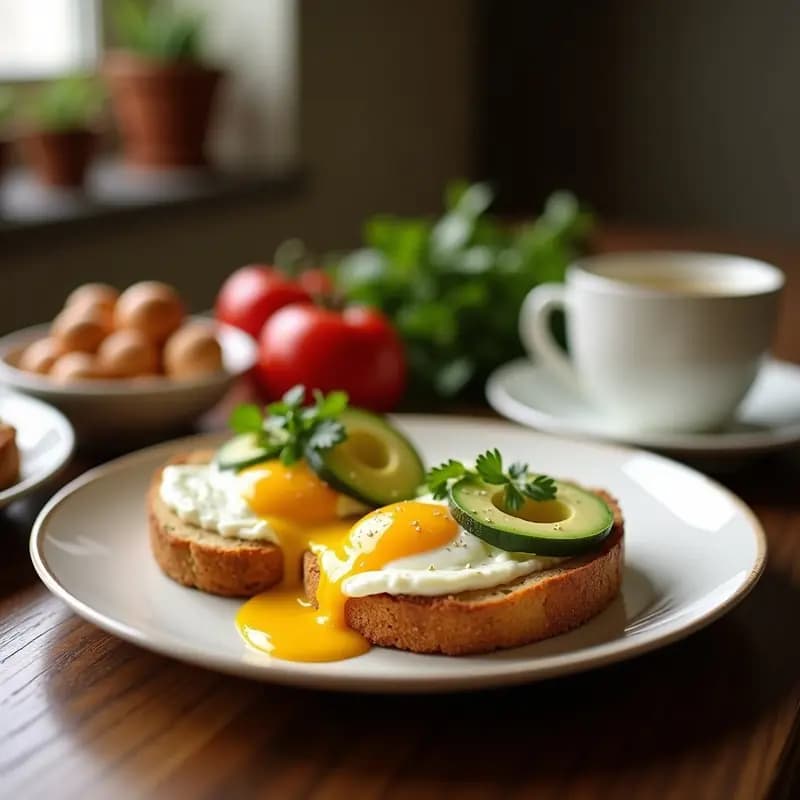Molletes de Pan Integral con Aguacate y Huevo Poché: Desayuno Español Keto