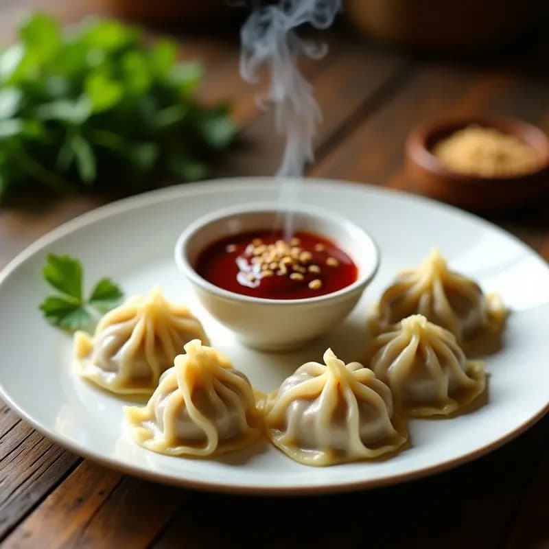 Momo Nepalíes: Empanadillas de Carne al Vapor con Salsa Picante