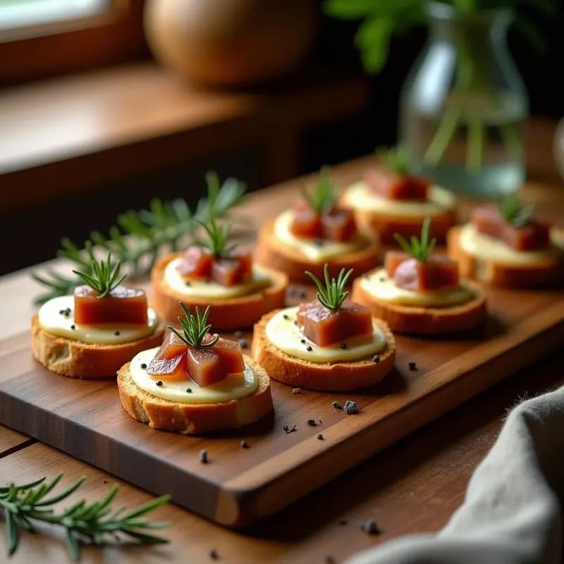 Montaditos de Lomo con Queso de Mahón y Mermelada de Higo: Tapa Gourmet en 10 Minutos