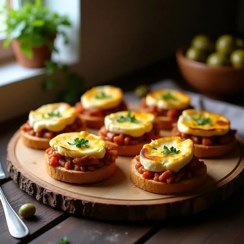 Montaditos de Pringá con Pisto y Queso de Cabra: Tapa Sevillana con Toque Moderno
