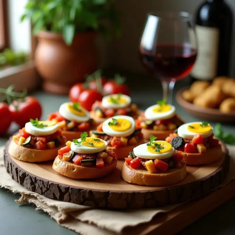 Montaditos de Pringá con Pisto y Queso Curado: Tapas Sevillanas para Compartir