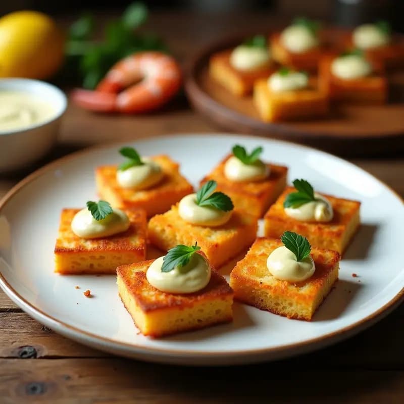 Montaditos de Tortilla de Camarones con Alioli: Tapa Andaluza Crujiente