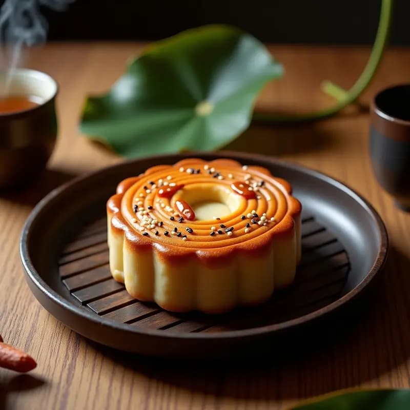 Mooncake de Loto y Semillas de Sésamo: Postre Chino Tradicional Sin Azúcar