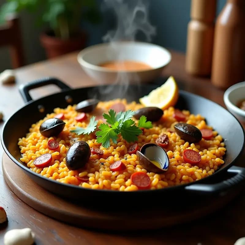 Moro y Cristiano con Almejas y Arroz: Receta Costera en Paellera