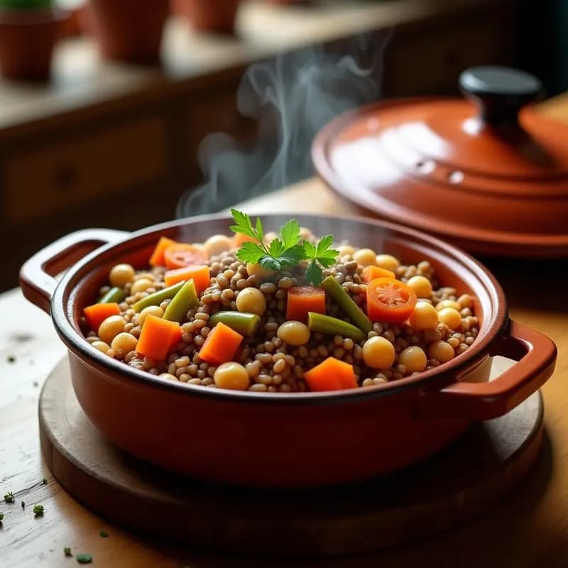 Moro con Verduras y Garbanzos: Plato Murciano de Arroz y Lentejas en una Olla