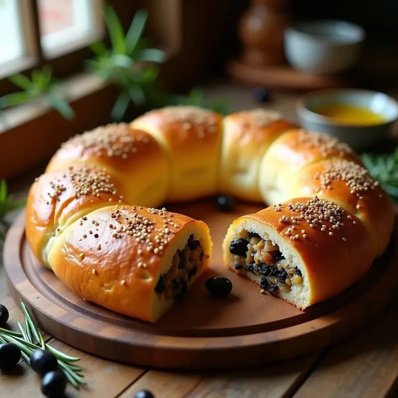 Moullefougasse Provenzal con Aceitunas y Anchoas: Pan Francés en Thermomix