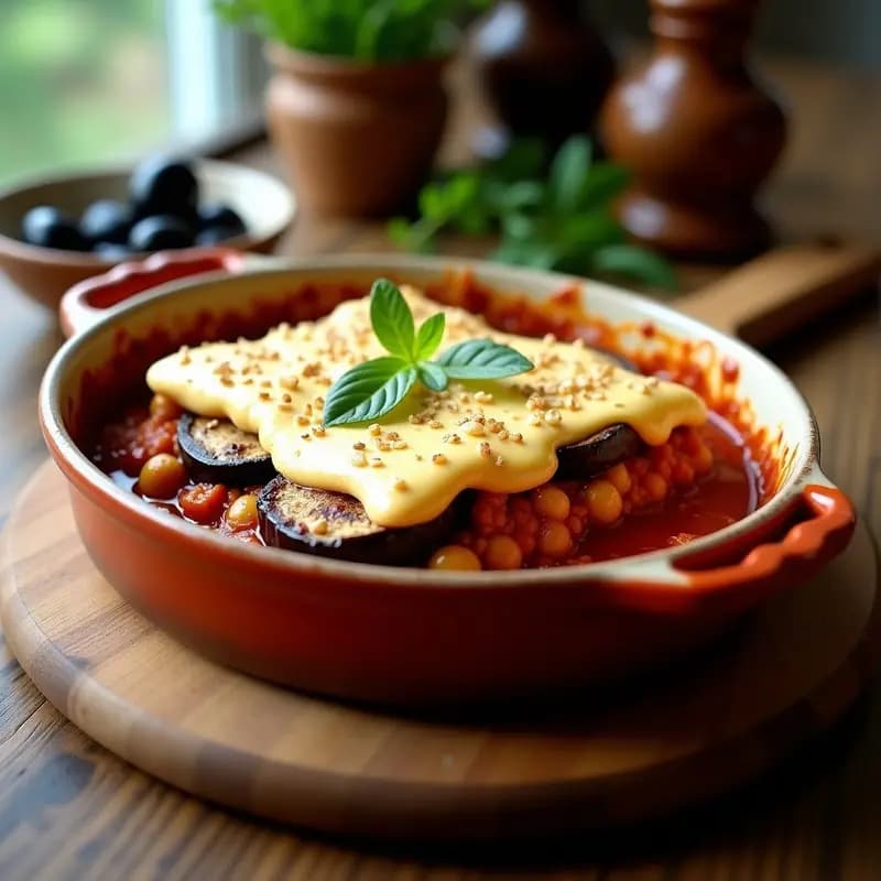 Mousaka de Garbanzos y Berenjena: Receta Griega Vegana con Toque Ahumado
