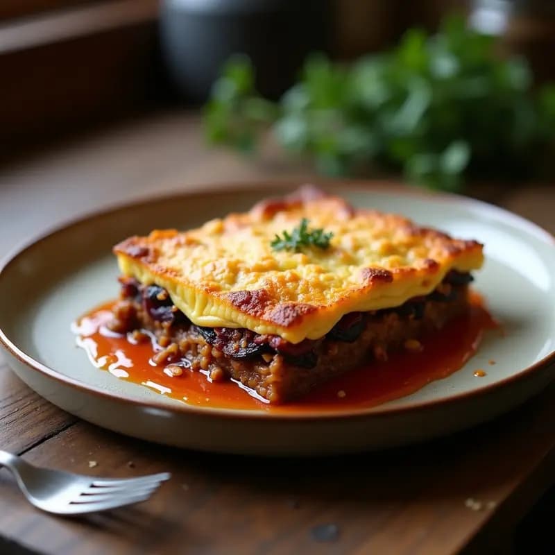 Moussaka de Berenjena y Carne de Canguro: Versión Australiana Sin Lácteos