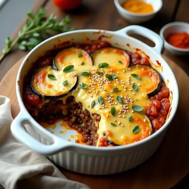 Moussaka de Calabacín y Berenjena Vegana: Láminas al Horno con Toque de Azafrán