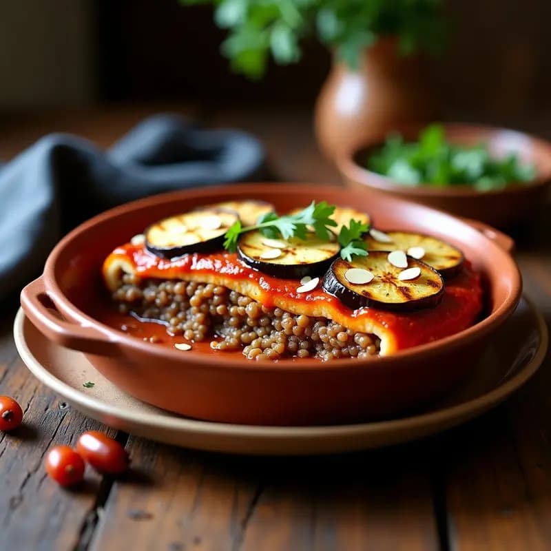 Moussaka Egipcia con Berenjenas y Lentejas: Versión Vegana y Sin Horno