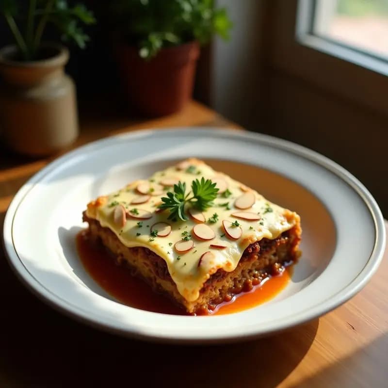 Moussaka Egipcia con Berenjena y Carne de Cordero: Receta Tradicional al Horno con Bechamel de Ajo