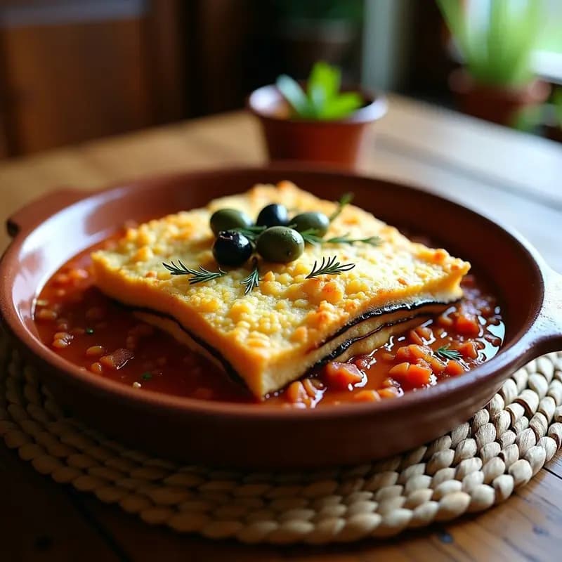 Moussakarie Griega con Berenjena y Lentejas: Versión Vegana y sin Lácteos