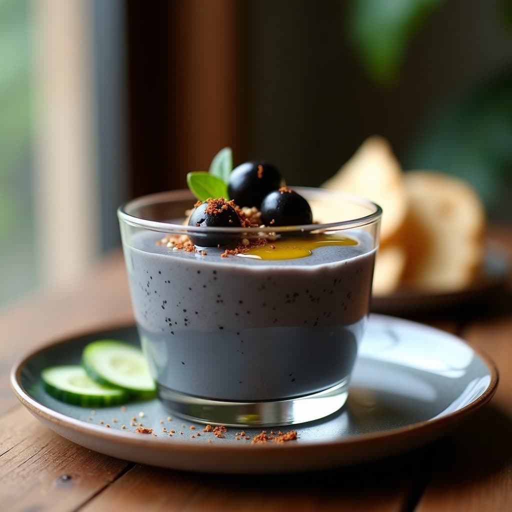 Mousse de Aceituna Negra y Tofu Sedoso: Postre Salado Vegano en 10 Minutos