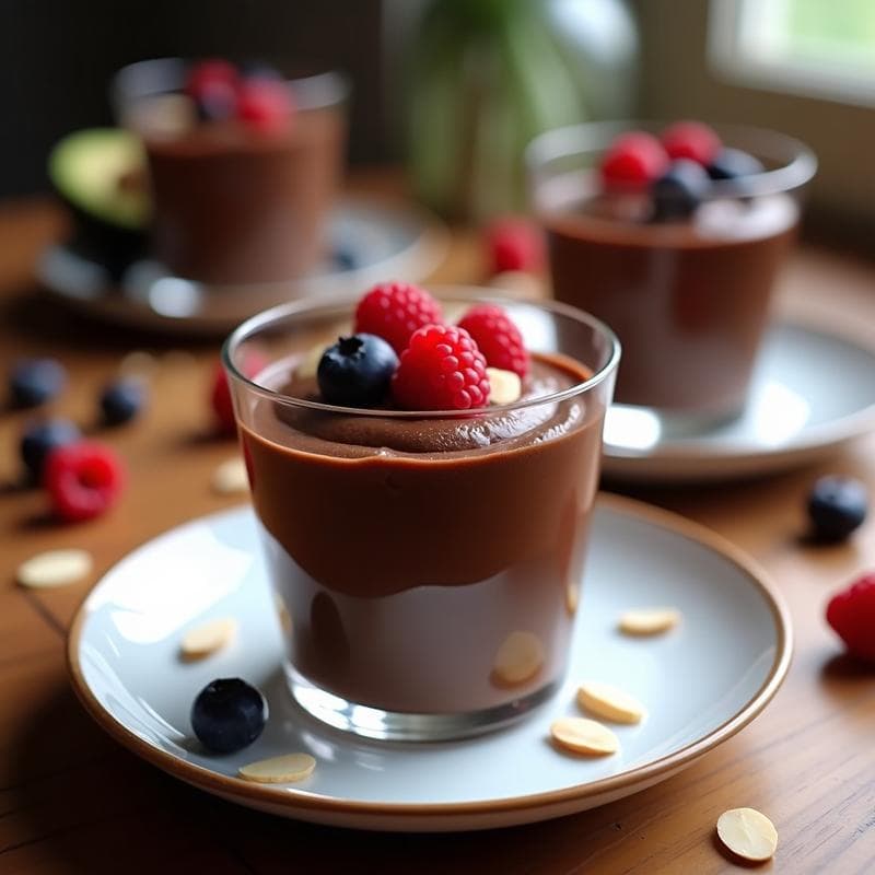 Mousse de Aguacate y Cacao con Topping de Frutos Rojos: Postre Keto y Sin Lactosa