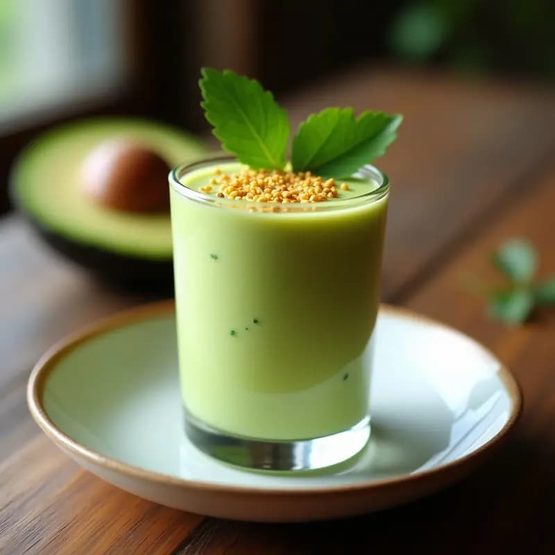 Mousse de Aguacate y Cilantro con Crujiente de Sacha Inchi: Postre Peruano Sin Lácteos