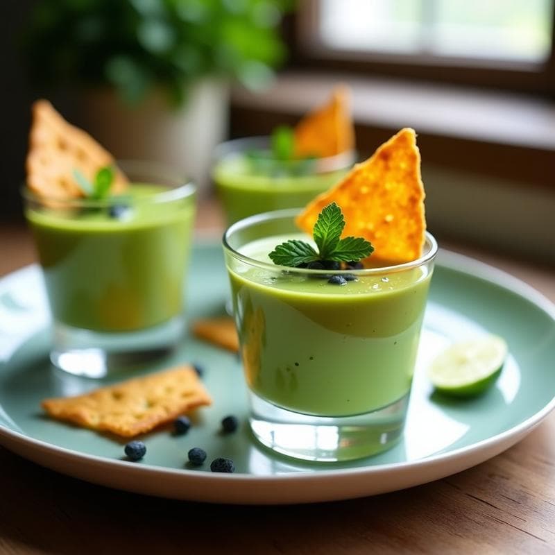 Mousse de Aguacate y Cilantro con Tortillas de Maíz Azul: Aperitivo Mexicano Keto en 10 Minutos