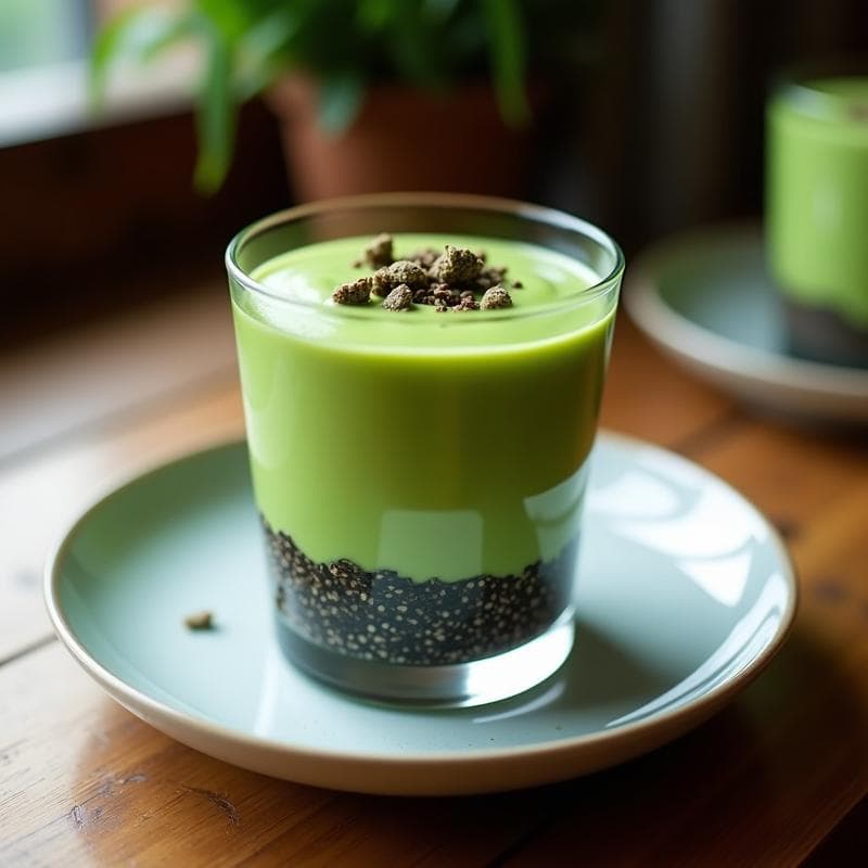 Mousse de Aguacate y Espirulina con Base de Crustáceos de Chía: Postre Vegano Keto
