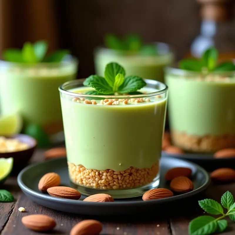 Mousse de Aguacate y Lima con Base de Galletas de Almendras: Postre Peruano Sin Lácteos