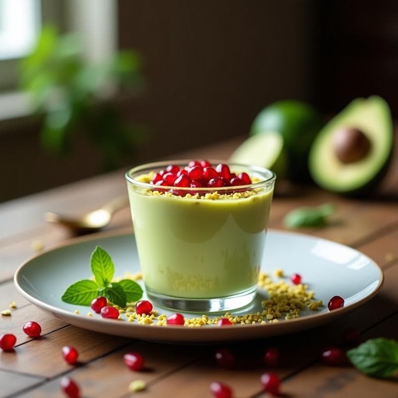 Mousse de Aguacate y Lima con Capas de Granada: Postre Saludable Sin Azúcar