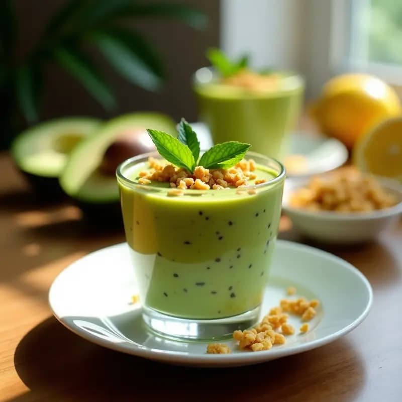 Mousse de Aguacate y Limón con Capas de Granola Crujiente: Postre Saludable en Vasito