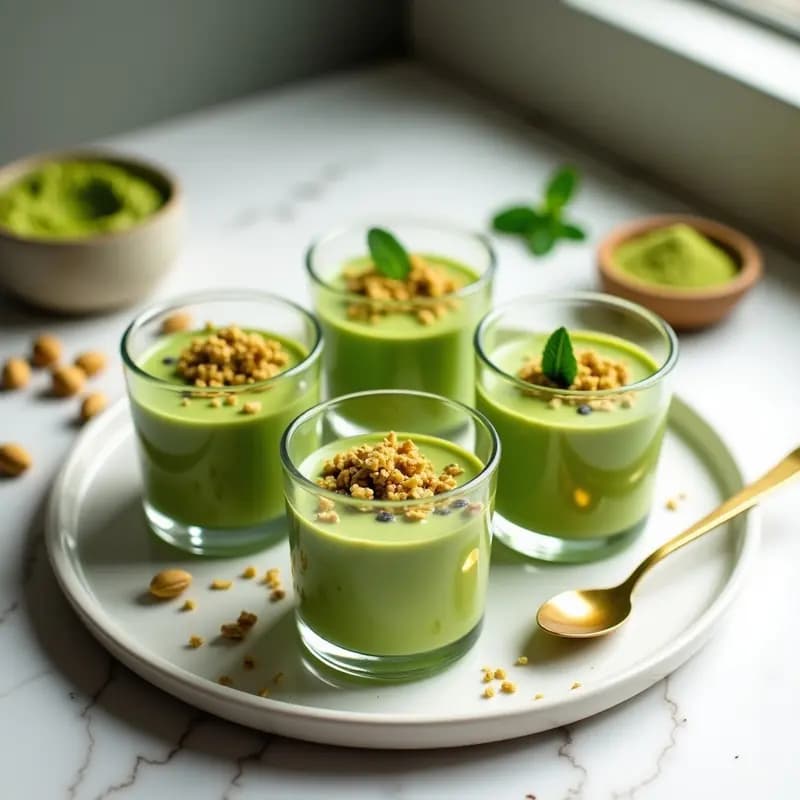 Mousse de Aguacate y Matcha con Granola de Pistacho: Postre Keto y Antiinflamatorio