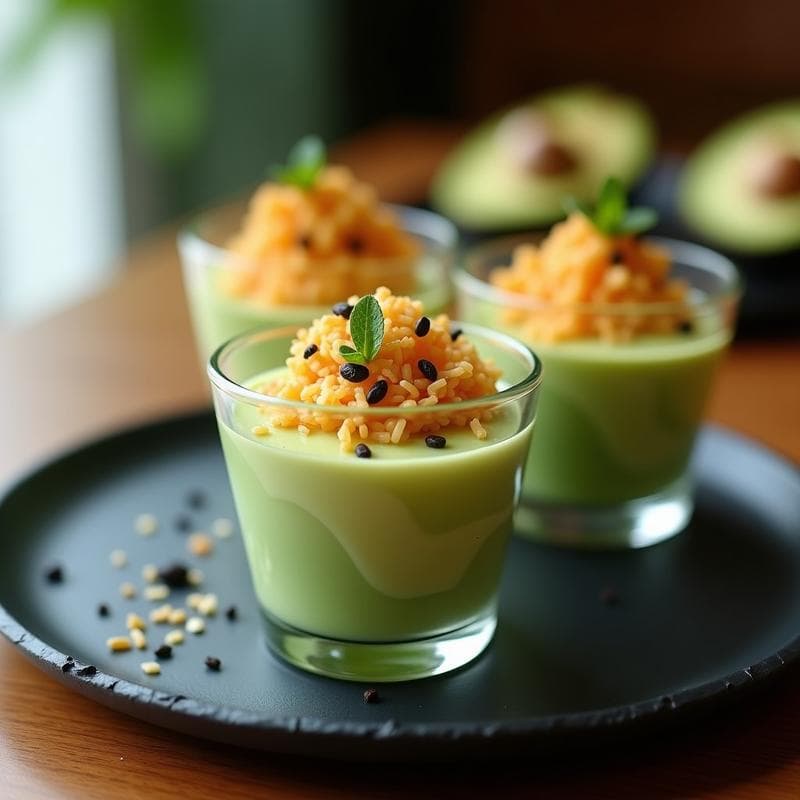 Mousse de Aguacate y Wasabi con Crujiente de Arroz: Postre Japonés Picante y Cremoso