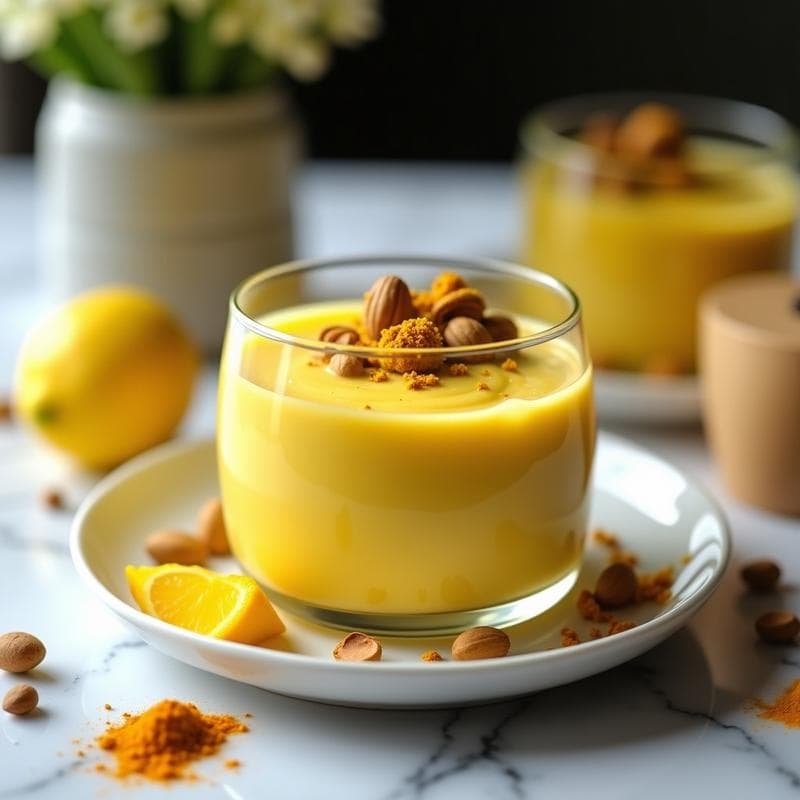 Mousse de Aquafaba y Cúrcuma con Crujiente de Pistacho: Postre Vegano Sin Horno en 15 Minutos