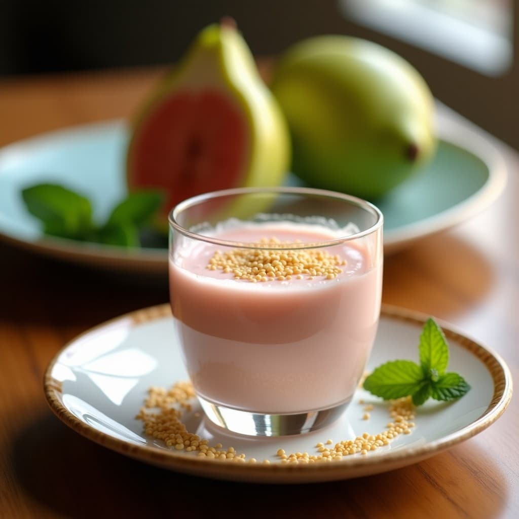 Mousse de Aquafaba y Puré de Guayaba con Crujiente de Semillas de Sésamo: Postre Filipino Sin Azúcar