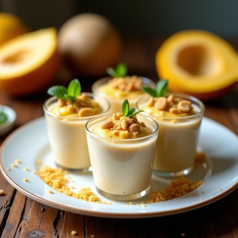 Mousse de Chirimoya y Maracuyá con Crujiente de Almendras: Postre Peruano Sin Lácteos