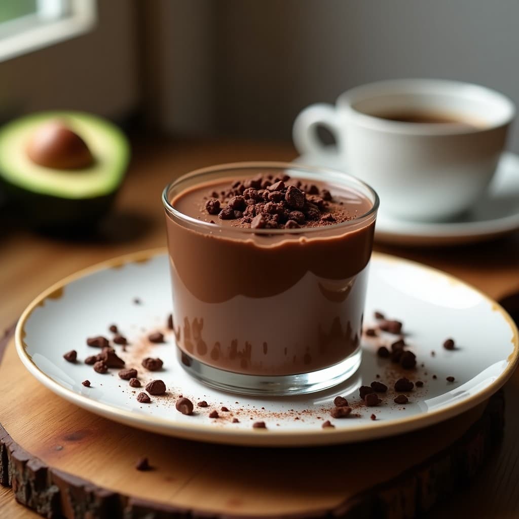 Mousse de Chocolate Avocado y Café con Crujiente de Cacao: Postre Vegano Keto