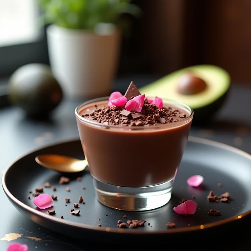 Mousse de Chocolate Avocado y Esencia de Rosa: Postre Vegano Sin Azúcar y Ultracremoso en 10 Minutos