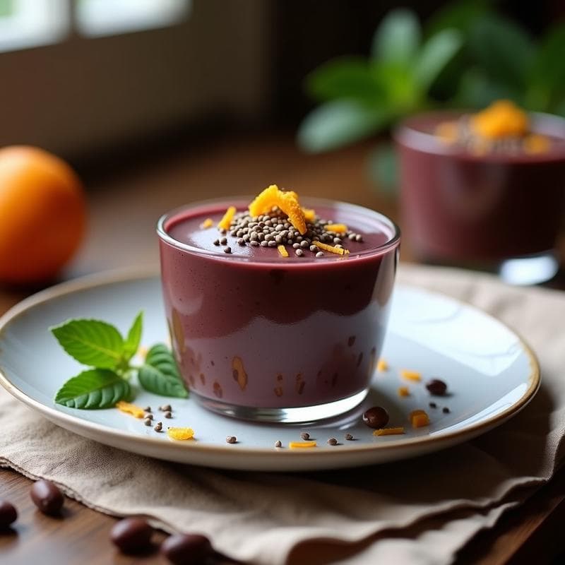 Mousse de Chocolate y Batata Morada: Postre Vegano Sin Azúcar con Toque Peruano